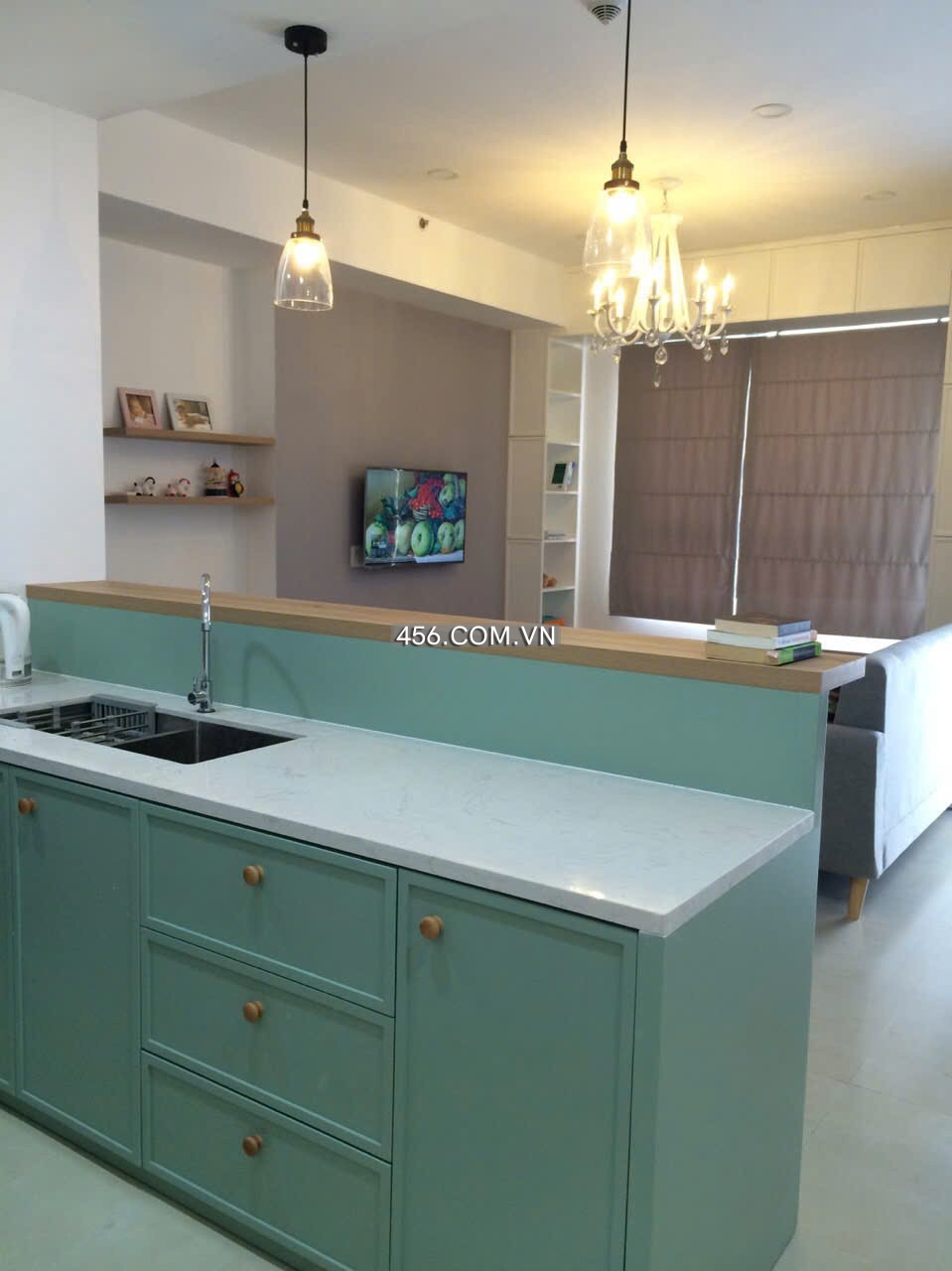 Hinh-Open Kitchen 2 Bedrooms Masteri Thao Dien Apartment for rent